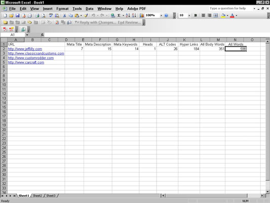 Using a spreadsheet makes gathering competitor data easier.