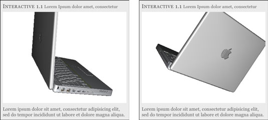 Two views of a rotated 3D object as displayed on an iPad.