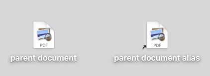 An alias (right) and its parent.