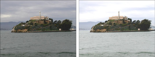 The Brightness/Contrast adjustment is best reserved for correcting selected areas (left) rather tha