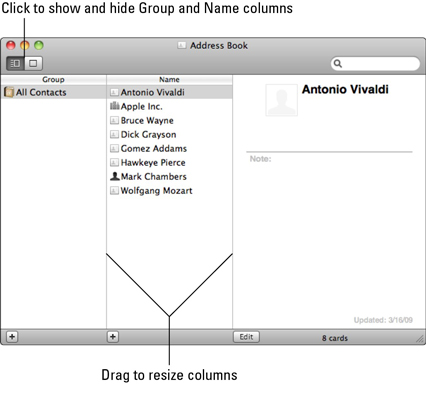 The Mac OS X Address Book interfaces with other Mac applications.