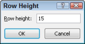 Use the Row Height dialog box to set a specific height.