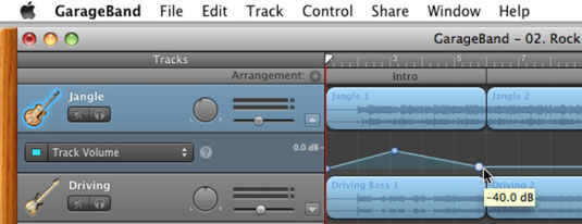 Click and then drag a point on the automation curve for Track Volume.