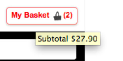 The Lush Quick View cart design displays the total cost when the user rolls the mouse pointer over