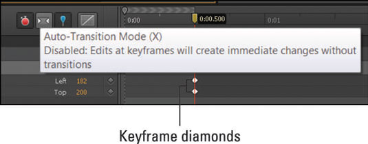 When Auto-Transition is turned off, Edge Animate won’t create animations.