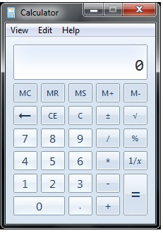 The standard calculator, showing its Unit Conversion option.