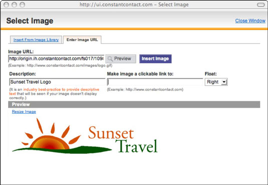 An EMP interface allows you to reference images in a folder on your server or images that you uploa