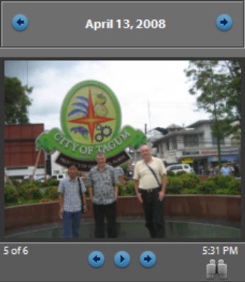 The right panel shows a thumbnail view of a photo with scroll arrows and numbers.