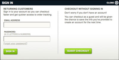 Good e-commerce sites allow users to check out either by signing in or by continuing as a guest. [C