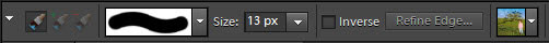 Detail Smart Brush tool settings on the Options bar.