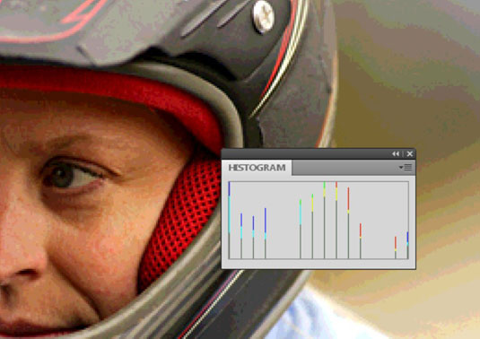 A histogram showing a lack of smoothness in the gradation of color.