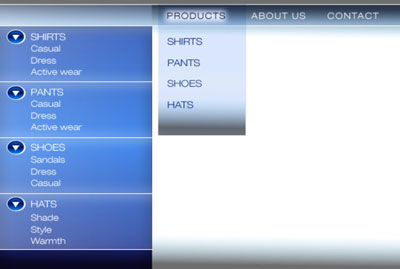 Section navigation is often shown as a drop-down menu as well as on the page itself.
