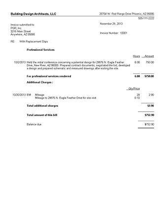 A bill using a replacement slip.