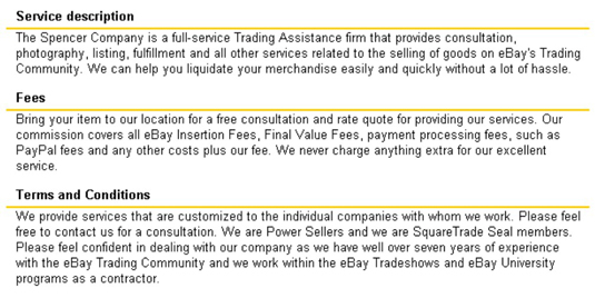 Company description portion of a Trading Assistant listing.