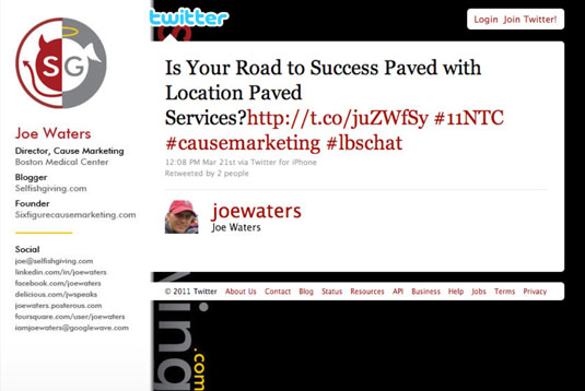 A hashtag allows others to find tweets on a specific topic, #causemarketing.