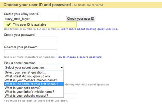 Type your proposed user ID and check if it’s available.