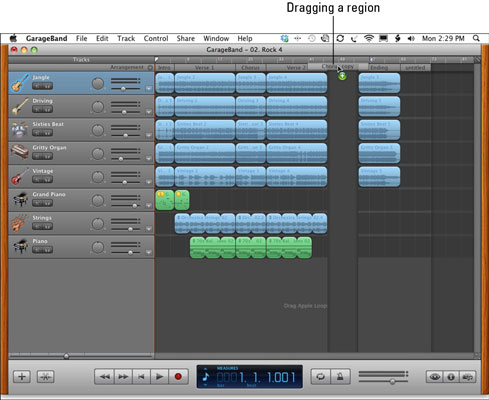 Copy the Chorus arrangement region and its music to another part of the song.