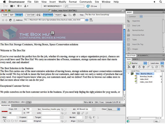 Use the Property inspector to see information about your image and modify image properties.