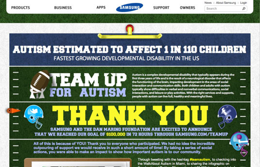Samsung and the Dan Marino Foundation’s #teamautism helped raise $100,000 in three days.