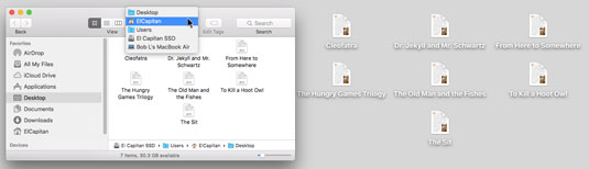 Traverse folders from this convenient pop-up menu.