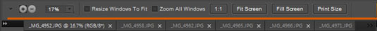 Multiple files opened in Edit Full mode are listed at the top of the image window according to file