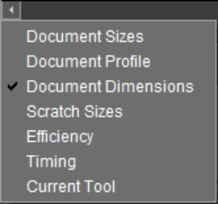 From the pop-up menu on the status bar, choose commands that provide information about your file.