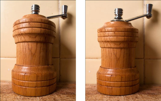 Eliminate barrel distortion (left) by using a normal (halfway zoomed) perspective rather than a wid