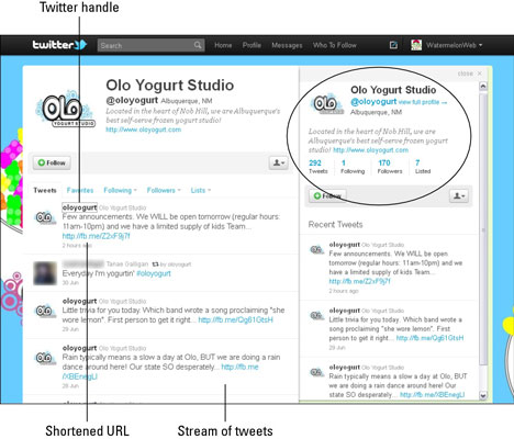 Olo Yogurt’s twitter feed displays a typical stream of tweets. [Credit: Used with permission 
