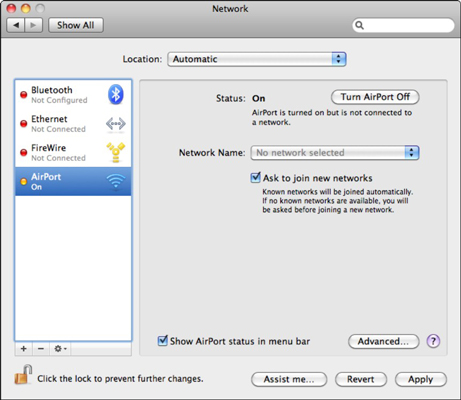 The Bluetooth pane appears if your Mac is equipped with Bluetooth.