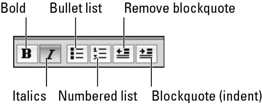Formatting buttons in the Properties Inspector.