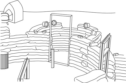 In a typical ceramic earth wall, the tubes are coiled like a ceramic pot.