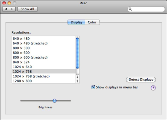 Configure your Mac's display settings from this pane. The two tabs here are