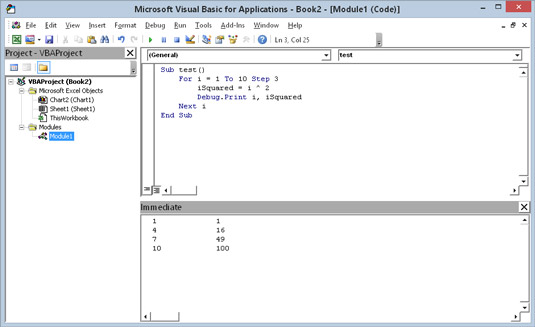 A Debug.Print statement sends output to the Immediate window.