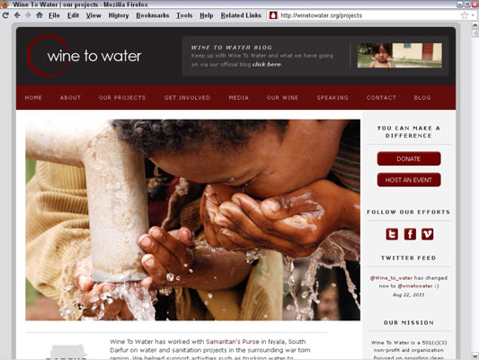 Photos involve the viewer in the site’s efforts to bring safe water to third-world communitie