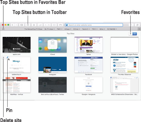 Top Sites displays your favorite sites.