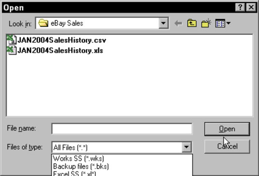 Opening a comma-delimited file in Works.