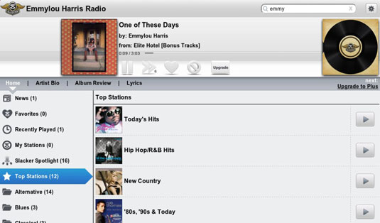 Pre-programmed stations on Slacker begin with a particular artist or style and then branch off base