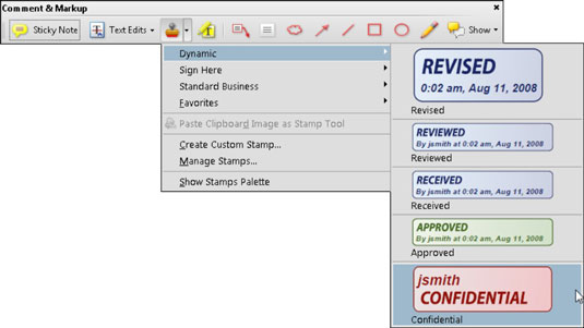 Access the different types of stamp groups.