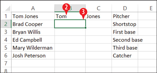 Create an example of the separation you want in blank column(s) to the right of the original data.