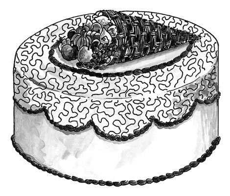 Make this striking cornucopia cake for your Thanksgiving table.