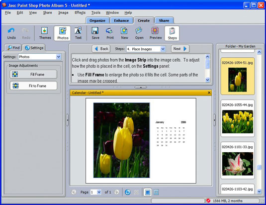You can use a template to create a calendar featuring your digital photos.