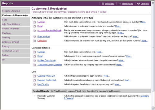 In QuickBooks, you can run a series of reports that summarize customer accounts.