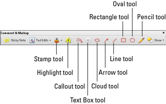 The Comment & Markup toolbar in Acrobat Creative Suite 5.