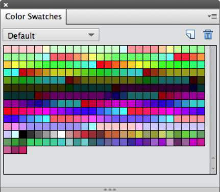 Choose and store colors in the Color Swatches panel.