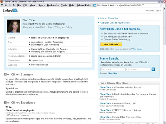 A personal profile works well for freelancers and one-person professional companies, as well as for