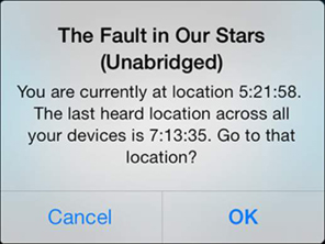 Synchronization screen on an audio device.