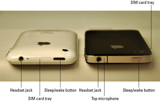 The bottom side of the iPhone 3G and iPhone 3GS (left) and the iPhone 4 (right).
