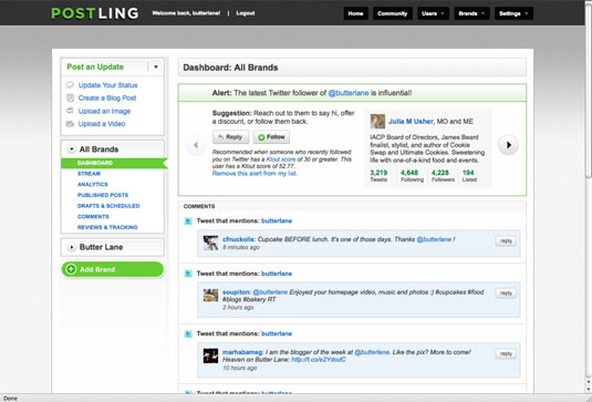 Butter Lane Cupcakes manages its multipronged social media campaign with Postling. [Credit: Courtes