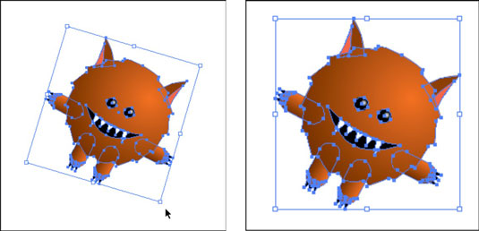 The bounding box in its original position and after it has been reset.