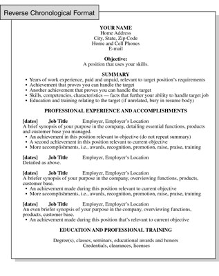 chronological resume template. Click here to view this resume